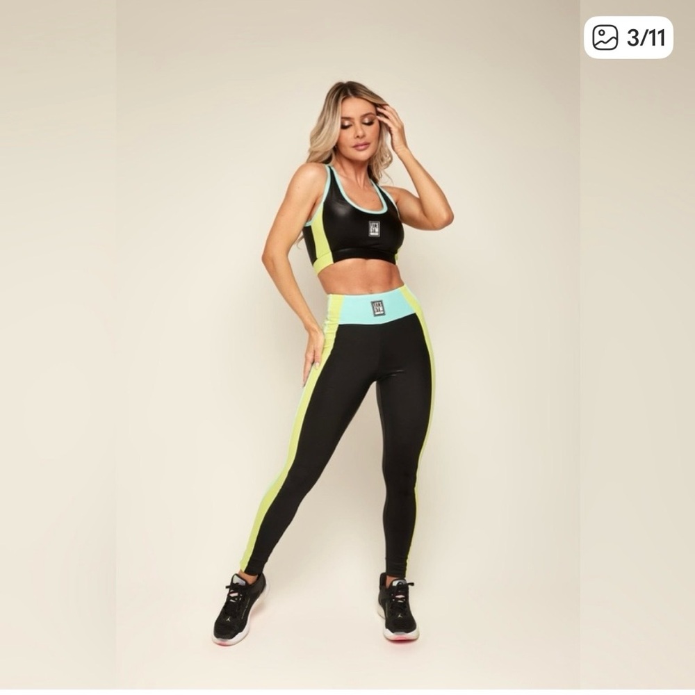 Let’s Gym Black and Green Women's Activewear.
